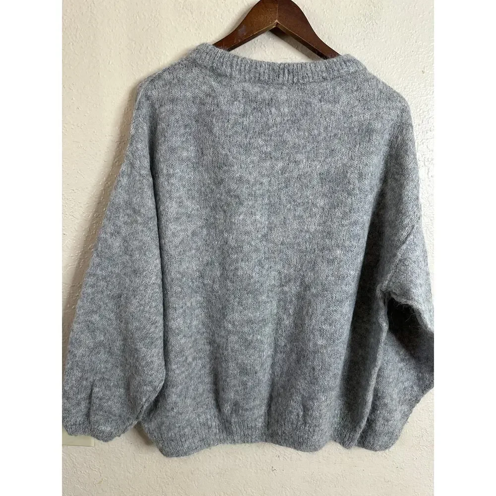 Free People Angelic Pullover in Heather Gray Alpaca Blend Womans XS